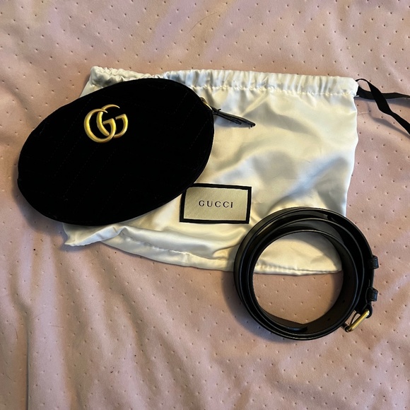 Gucci Velour quilted waist bag - Picture 1 of 11
